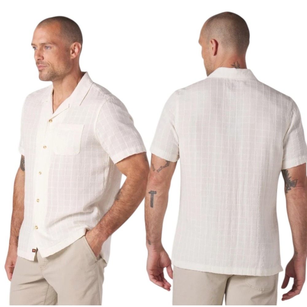 The Normal Brand M Freshwater Camp Shirt Linen White Short‎ Sleeve Button Down